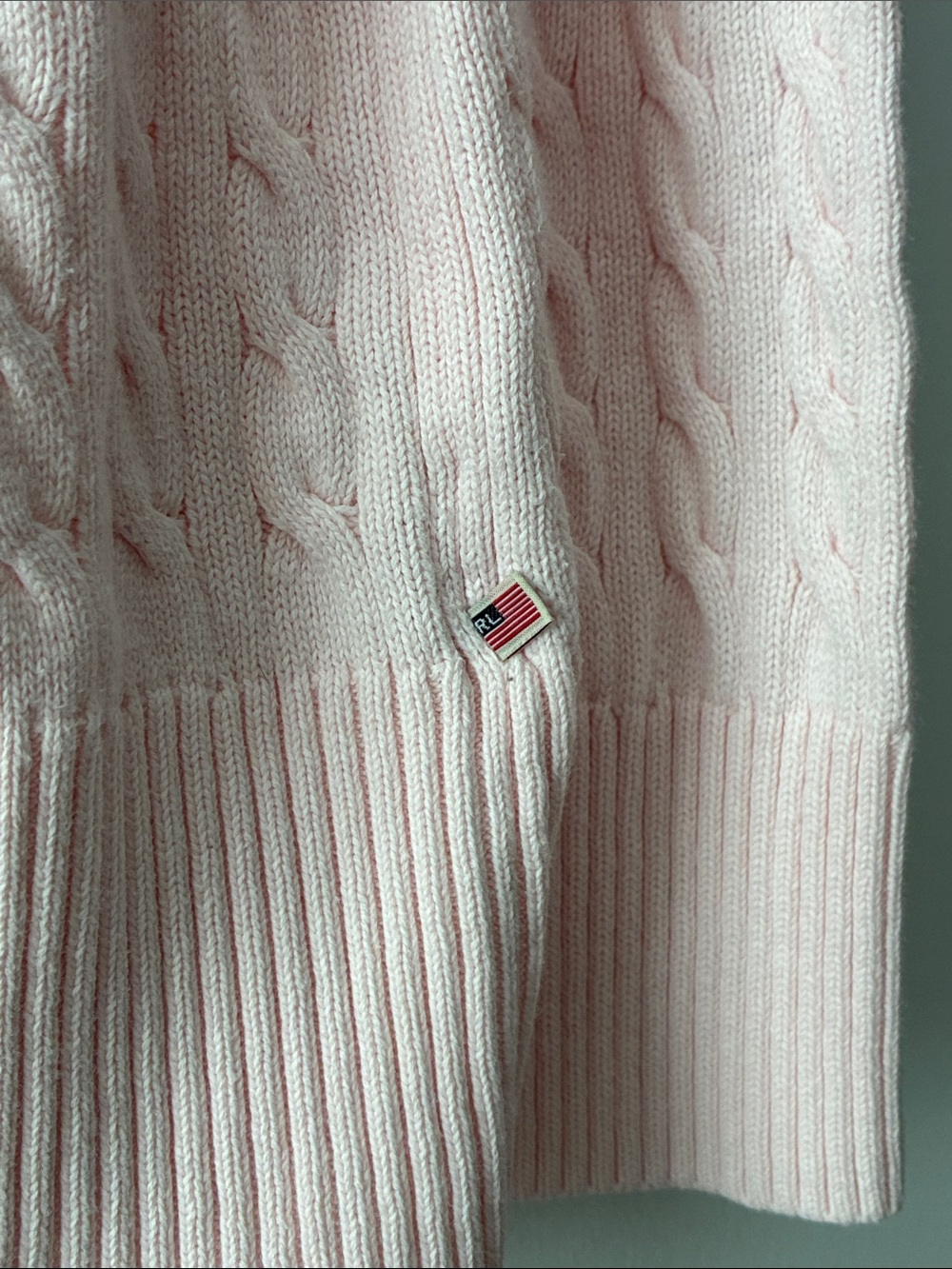 Vintage Polo Jeans Company Ralph Lauren Quarter-Zip Cable-Knit Sweater - Pink - Picture 4 of 5